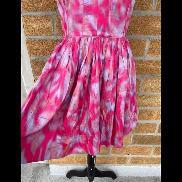 REBECCA TAYLOR PINK MULTI TIE DYE STRAPLESS Dress - Picture 3 of 9